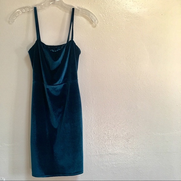 Nasty Gal Dresses & Skirts - Teal Blue Velveteen Bodycon Party Dress